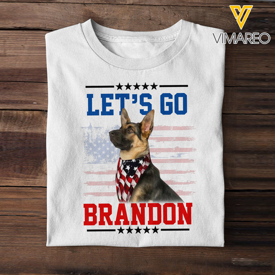 German Shepherd Dog Let's Go Brandon Tshirt Printed DEC-DT31