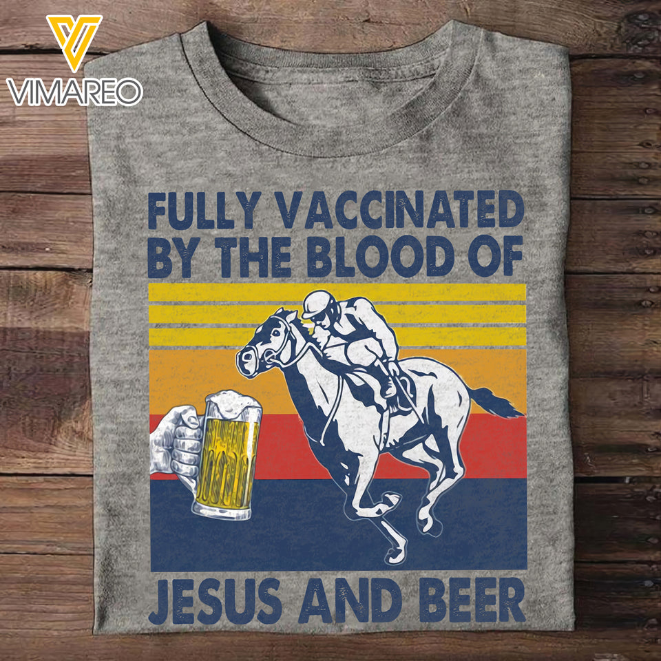 Fully Vaccinated By The Blood Of Jesus And Beer Tshirt Printed 22JAN-MQ04