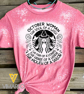 October Woman Bleached Tshirt Printed SEP-MQ17