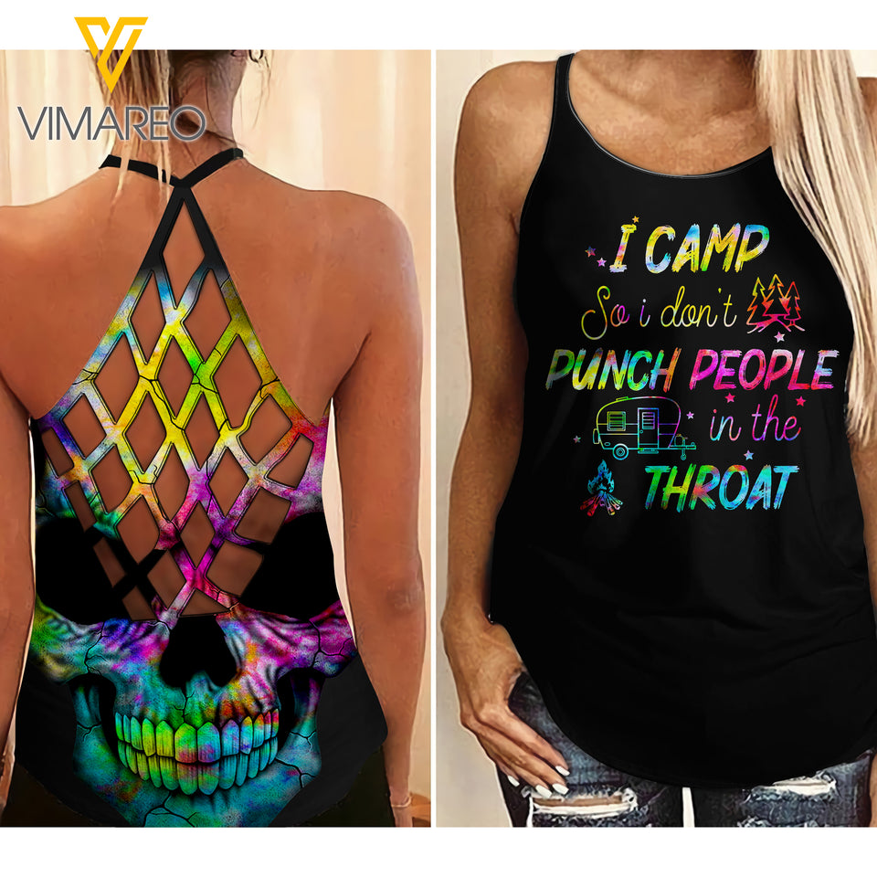 I Camp Criss-Cross Open Back Camisole Tank Top MAR-DT27