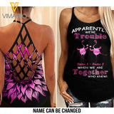 Flamingo Criss-Cross Open Back Camisole Tank Top MAR-DT30
