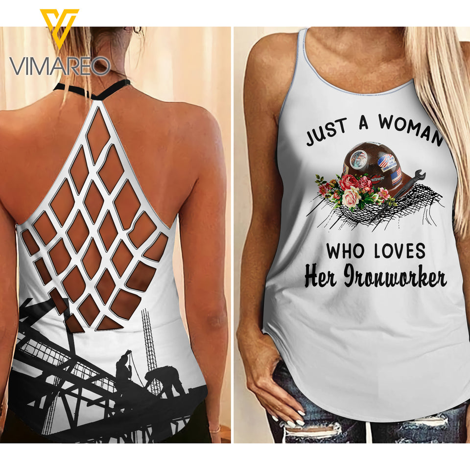VMMH IRONWORKER Criss-Cross Open Back Camisole Tank Top MAR-DT11