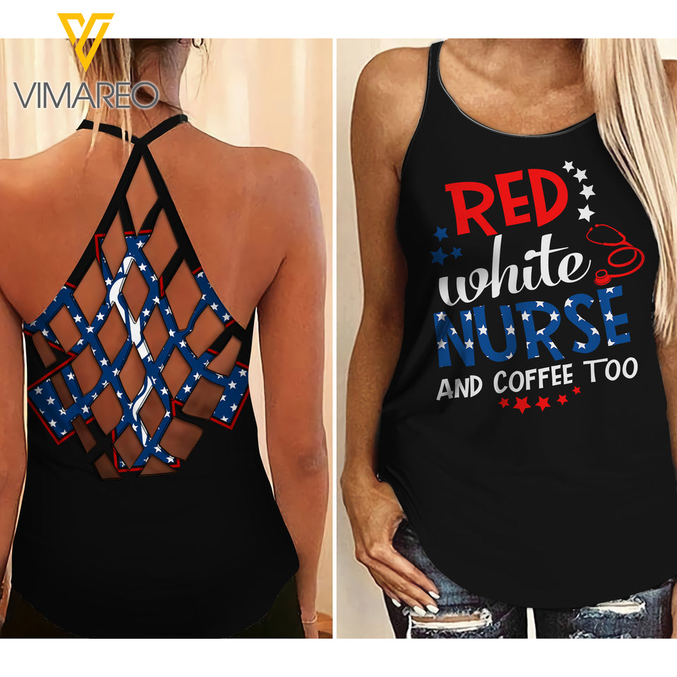 Nurse Criss-Cross Open Back Camisole Tank Top MAR-MQ23