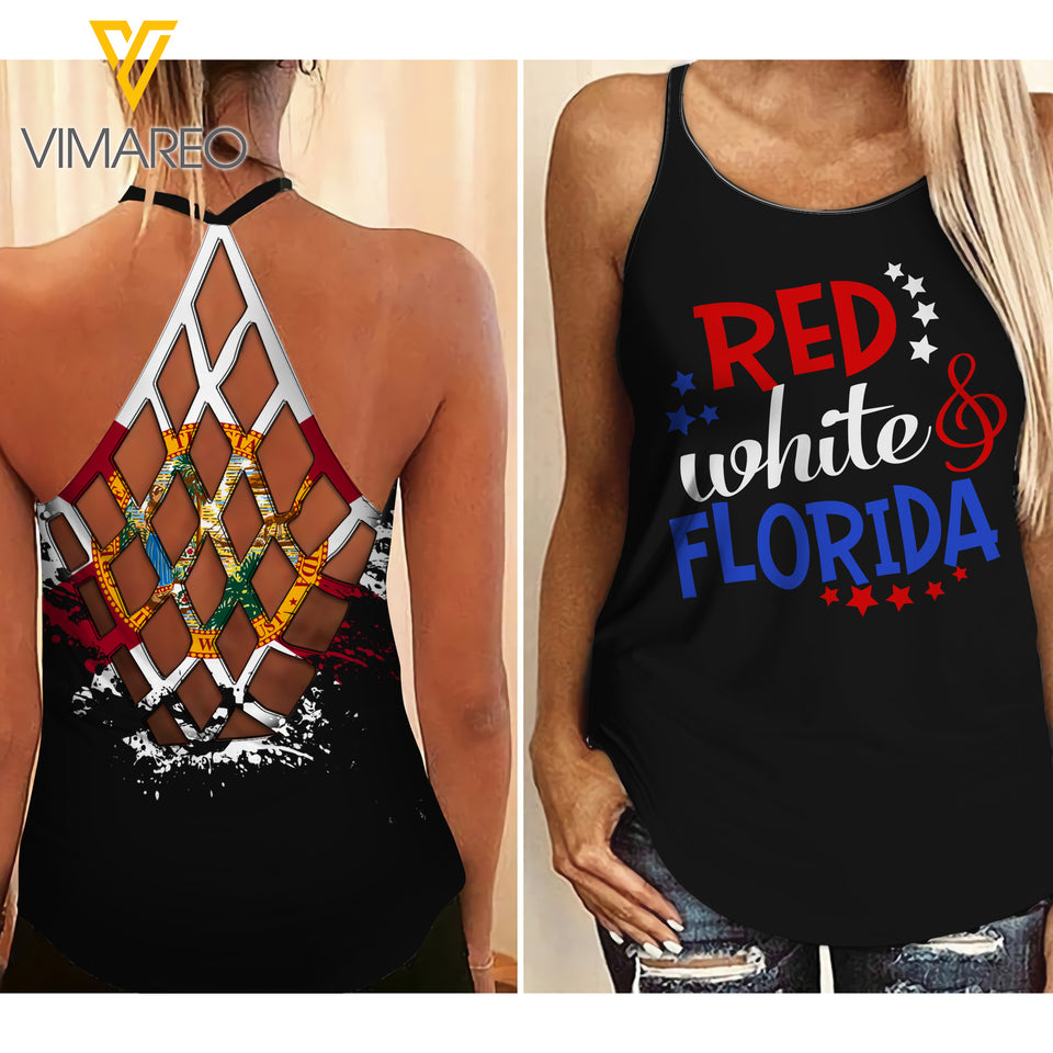 Florida Girl Criss-Cross Open Back Camisole Tank Top MAR-DT22