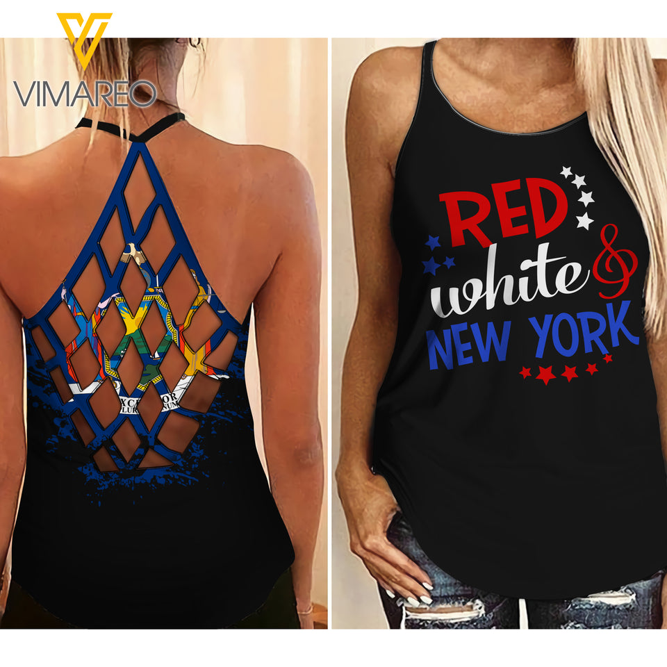 New York Girl Criss-Cross Open Back Camisole Tank Top MAR-DT22