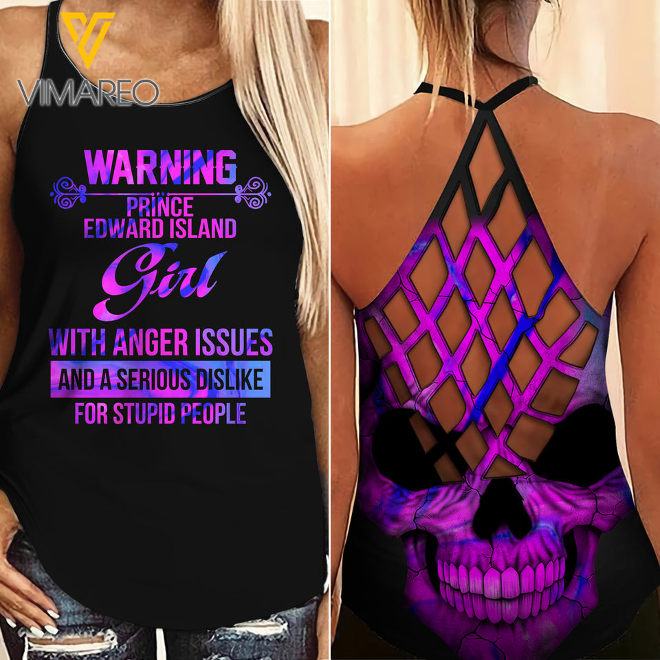 Prince Edward Island Girl Criss-Cross Open Back Camisole Tank Top Legging MAR-DT18 CA