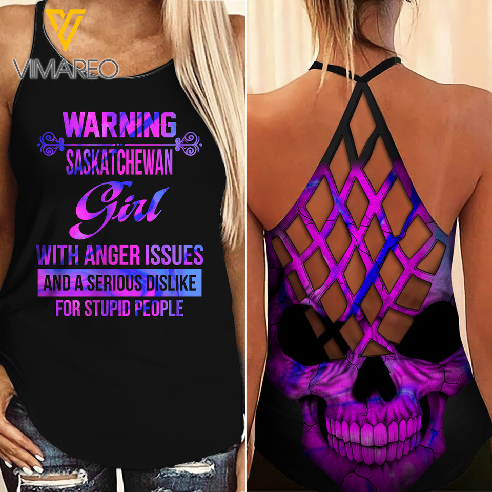 Saskatchewan Girl Criss-Cross Open Back Camisole Tank Top Legging MAR-DT18 CA