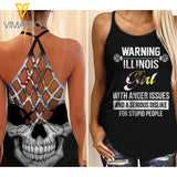 Illinois Girl Criss-Cross Open Back Camisole Tank Top MAR-DT17 CAK