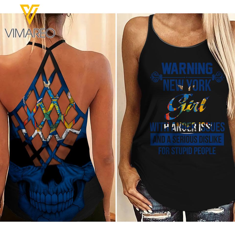 New York Girl Criss-Cross Open Back Camisole Tank Top MAR-DT17 CAK