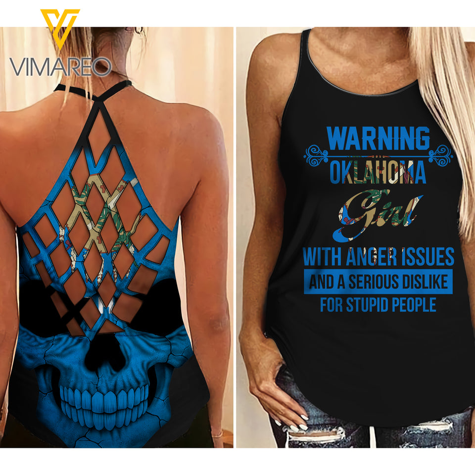Oklahoma Girl Criss-Cross Open Back Camisole Tank Top MAR-DT17 CAK