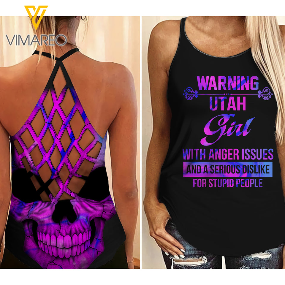 Utah Girl Criss-Cross Open Back Camisole Tank Top MAR-DT17