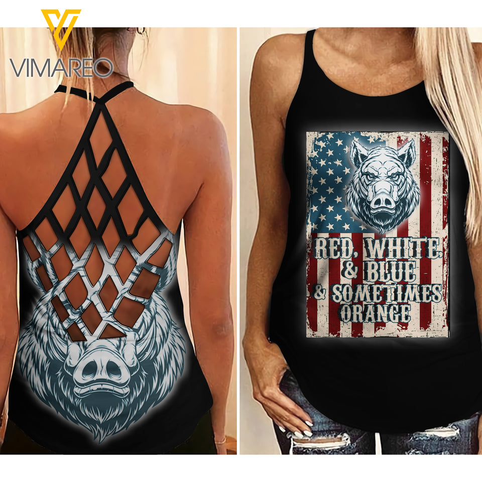 Boar Girl Criss-Cross Open Back Camisole Tank Top MAR-17