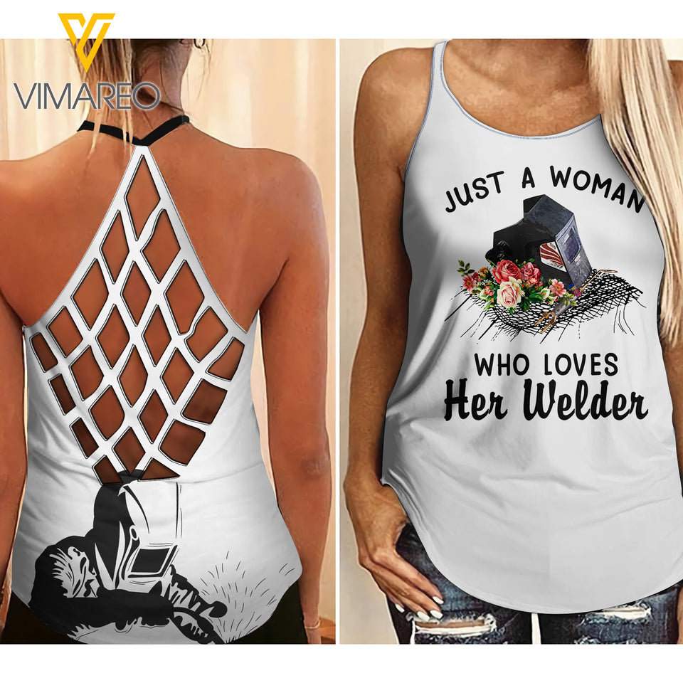 VMMH WELDER Criss-Cross Open Back Camisole Tank Top MAR-DT11