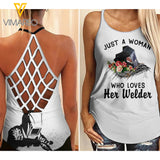 VMMH WELDER Criss-Cross Open Back Camisole Tank Top MAR-DT11