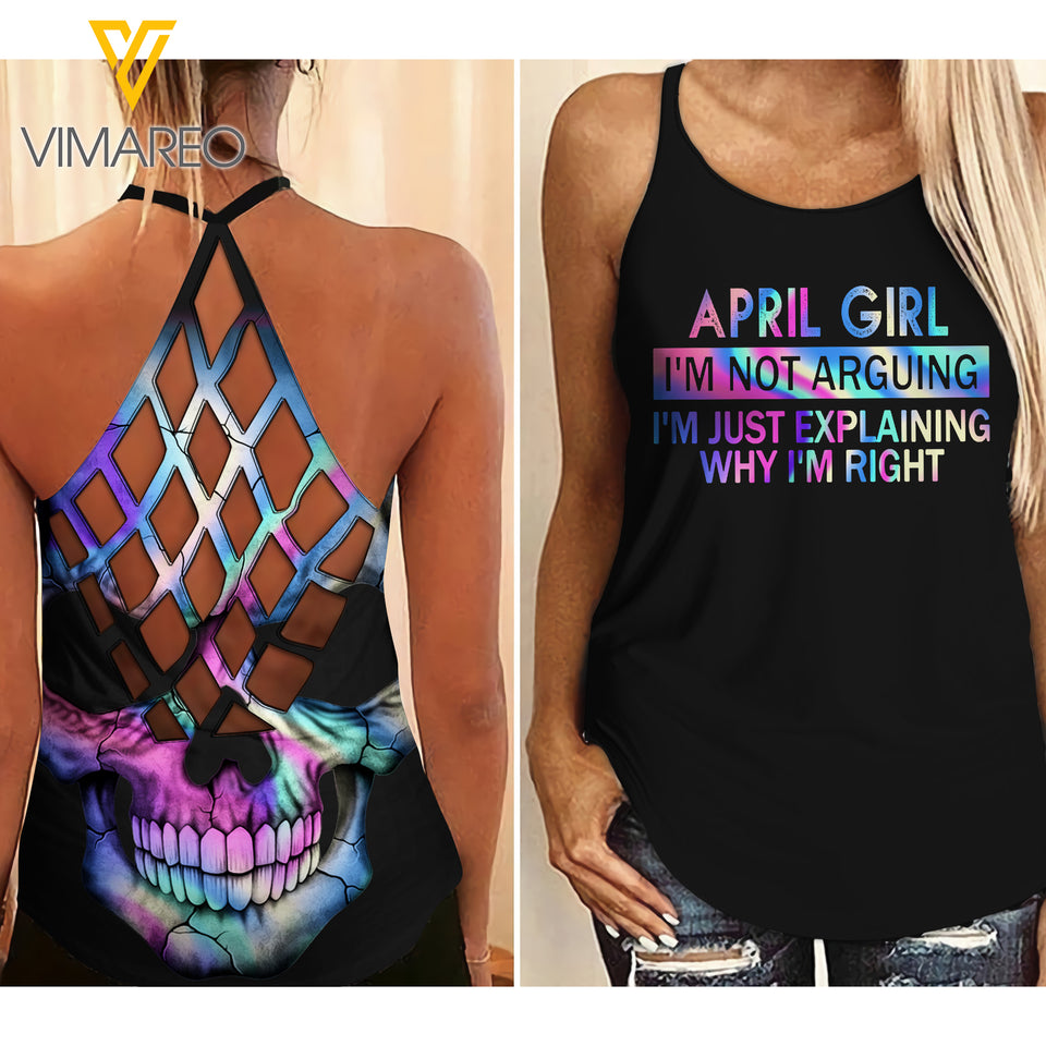 April Girl Criss-Cross Open Back Camisole Tank Top MAR-QH19