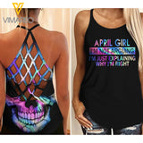 April Girl Criss-Cross Open Back Camisole Tank Top MAR-QH19