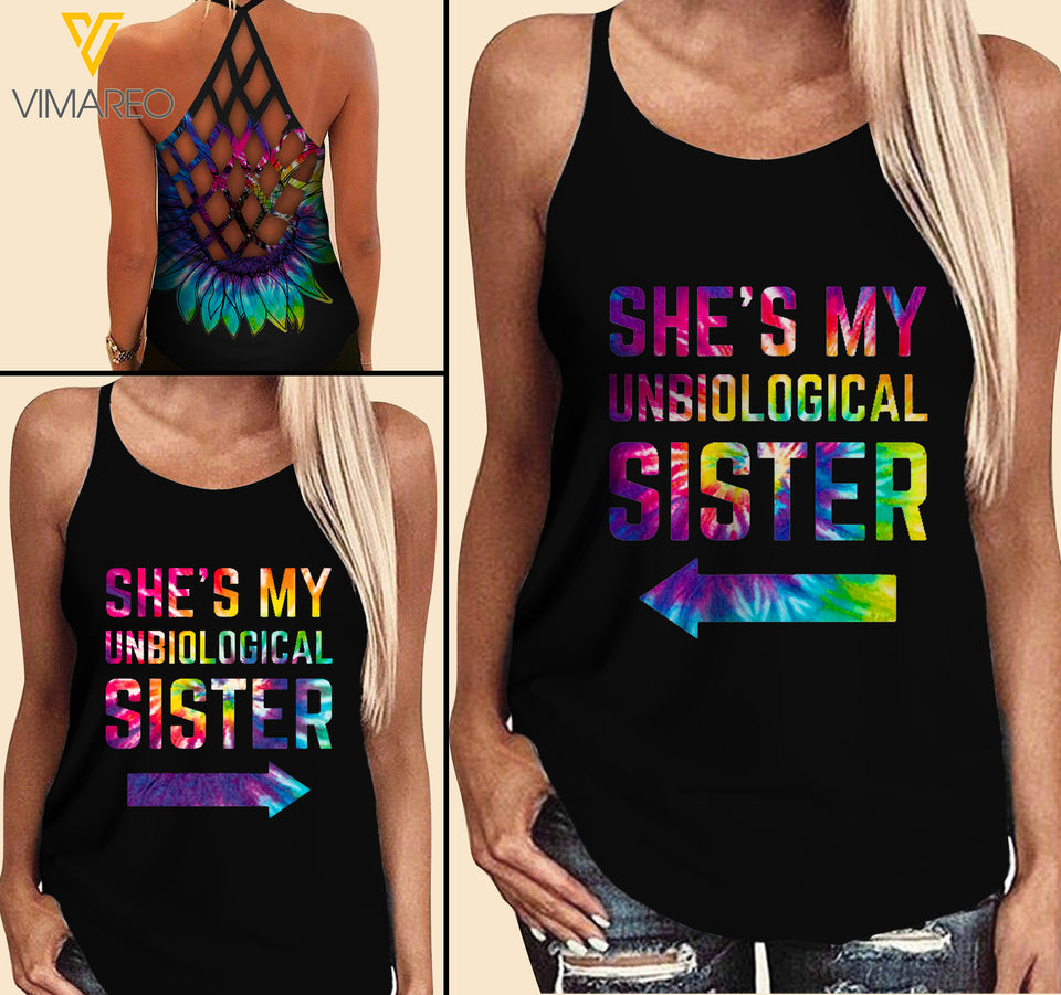 She's My Unbiological Sister Criss-Cross Open Back Camisole Tank Top MAR-QH27