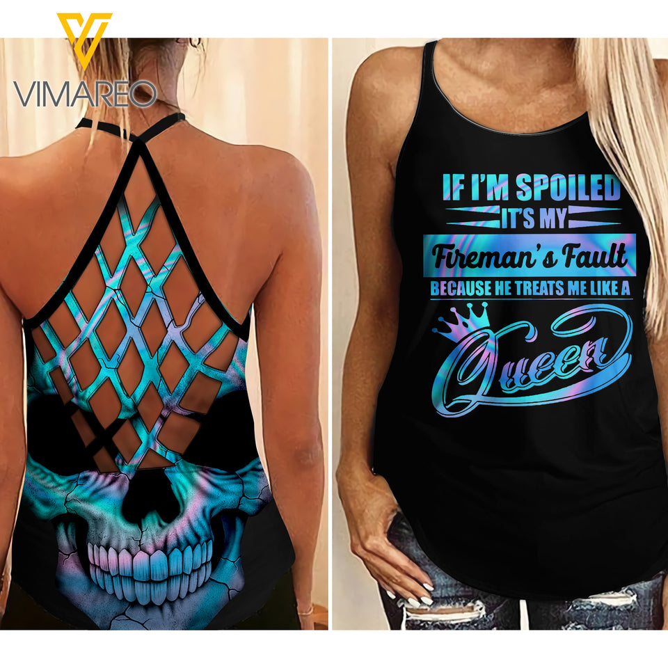 IT IS MY FIREMAN'S FAULT Criss-Cross Open Back Camisole Tank Top