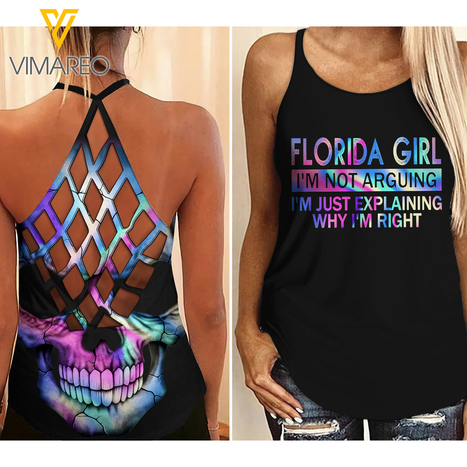 Florida Girl Criss-Cross Open Back Camisole Tank Top MAR-QH19