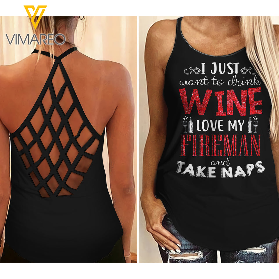 Fireman Criss-Cross Open Back Camisole Tank Top APR-DT15