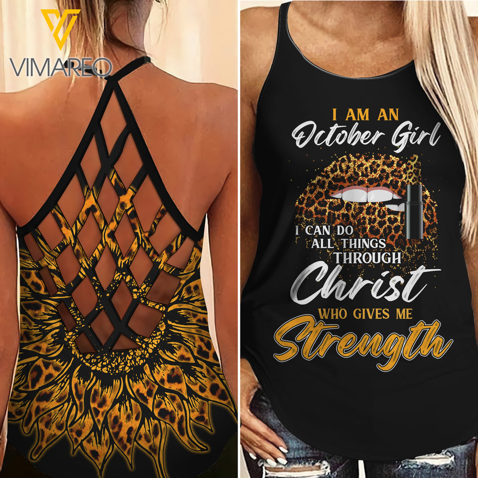 October Girl Criss-Cross Open Back Camisole Tank Top JUL-DT29