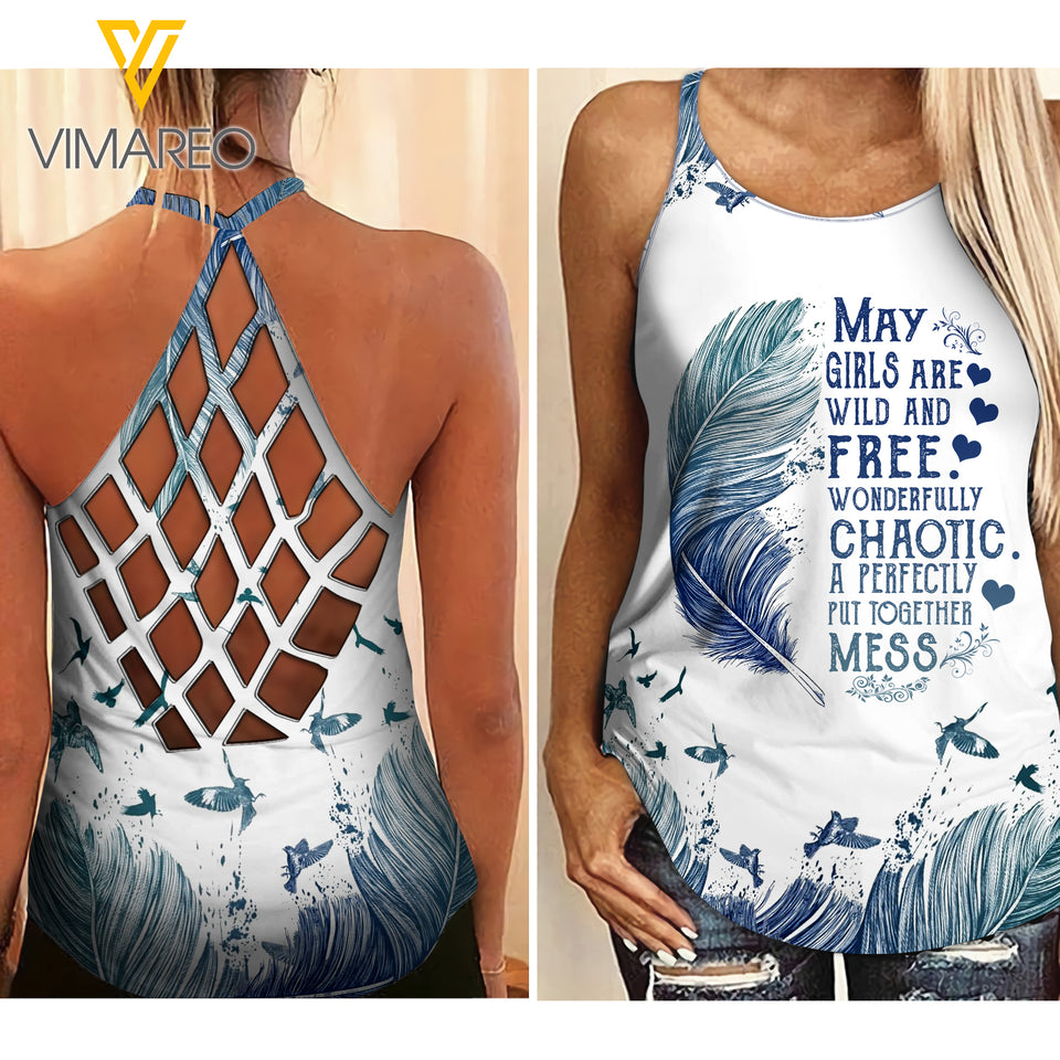 VMMH MAY GIRL Criss-Cross Open Back Camisole Tank Top MAR-QH11