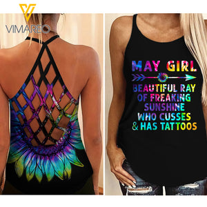 May Girl Criss-Cross Open Back Camisole Tank Top MAR-QH30