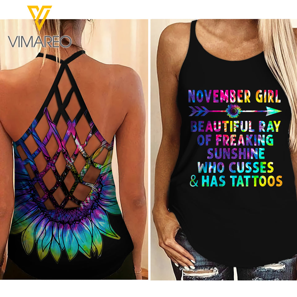 November Girl Criss-Cross Open Back Camisole Tank Top APR-QH02