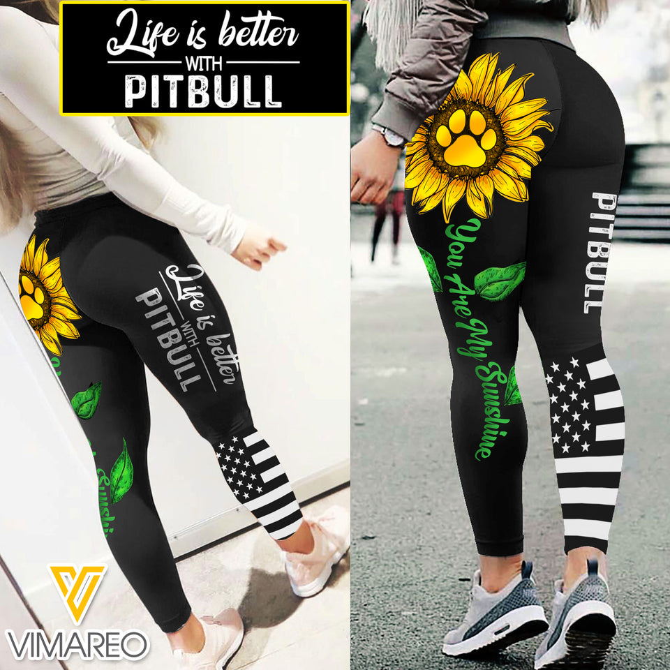 LIFE IS BETTER WITH PITBULL SUNFLOWER LEGGING TNMA3009