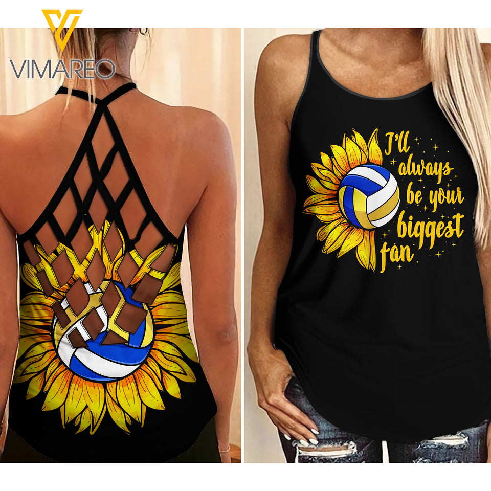 KHMD I'LL ALWAYS BE YOUR BIGGEST FAN VOLLEYBALL Criss-Cross Tank Top