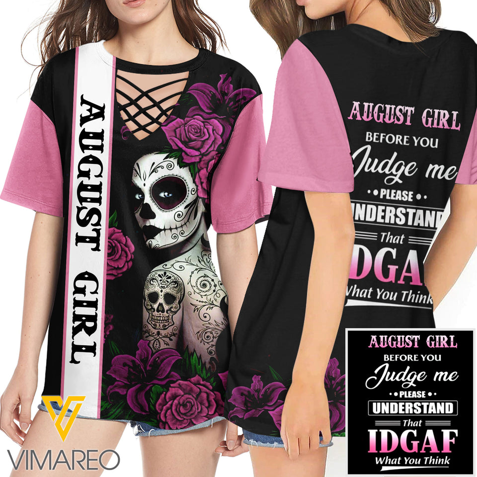 KHMD AUGUST GIRL 3D Printed Lace up T-Shirt 2306