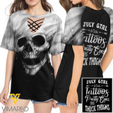 KHMD JULY GIRL SUNFLOWER 3D Printed Lace up T-Shirt 2806