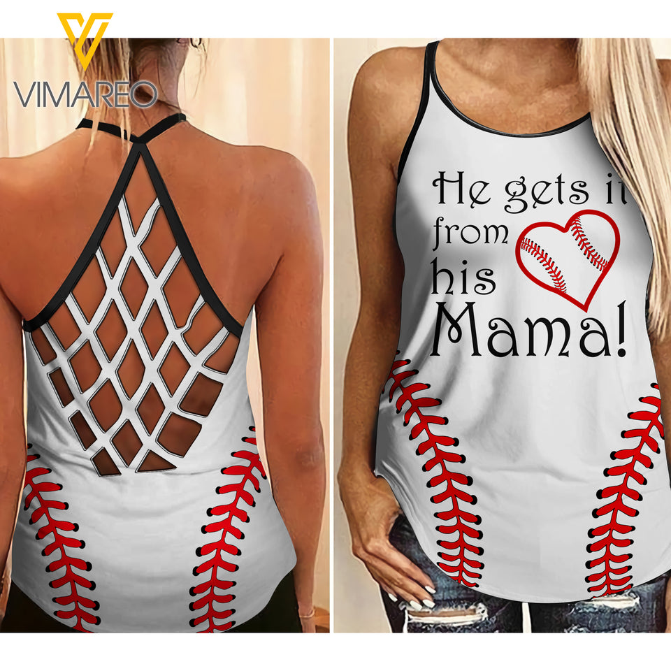 KHMD HE GETS IT MAMA Criss-Cross Tank Top 1504
