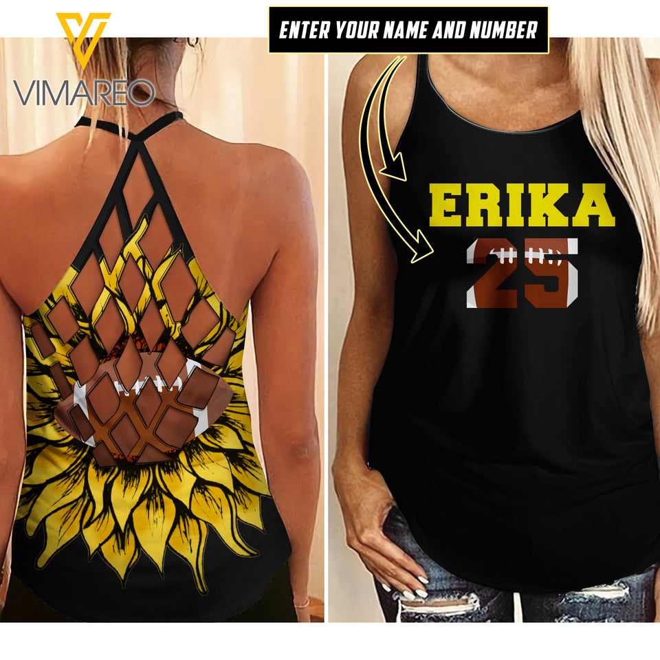 KHMD CUSTOM FOOTBALL Girl Criss-Cross Tank Top 1304