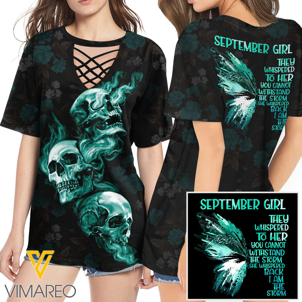KHMD SEPTEMBER THE STORM 3D Printed Lace up T-Shirt 2206