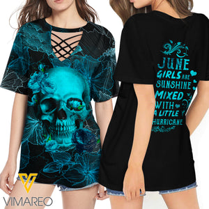 KHMD JUNE HURRICANE 3D Printed Lace up T-Shirt 2106