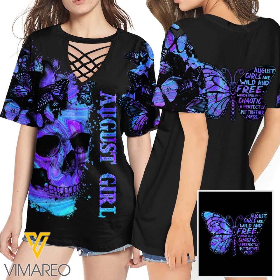 KHMD AUGUST GIRL SKULL 3D Printed Lace up T-Shirt 2206
