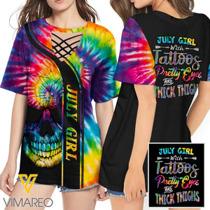 KHMD JULY GIRL THICK THIGHS 3D Printed Lace up T-Shirt 2106