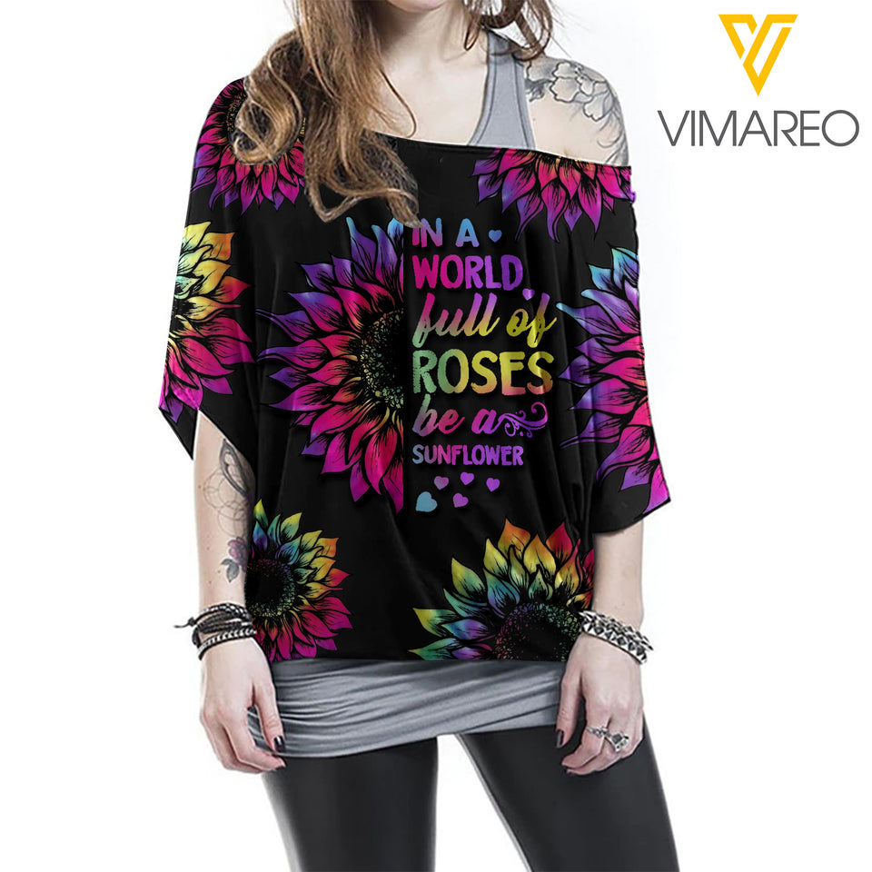 KHMD ROSES IN SUNFLOWER Women Loose Dolman Sleeve 1706