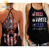 KHMD BASEBALL TOO 4TH OF JULY Criss-Cross Tank Top 1604