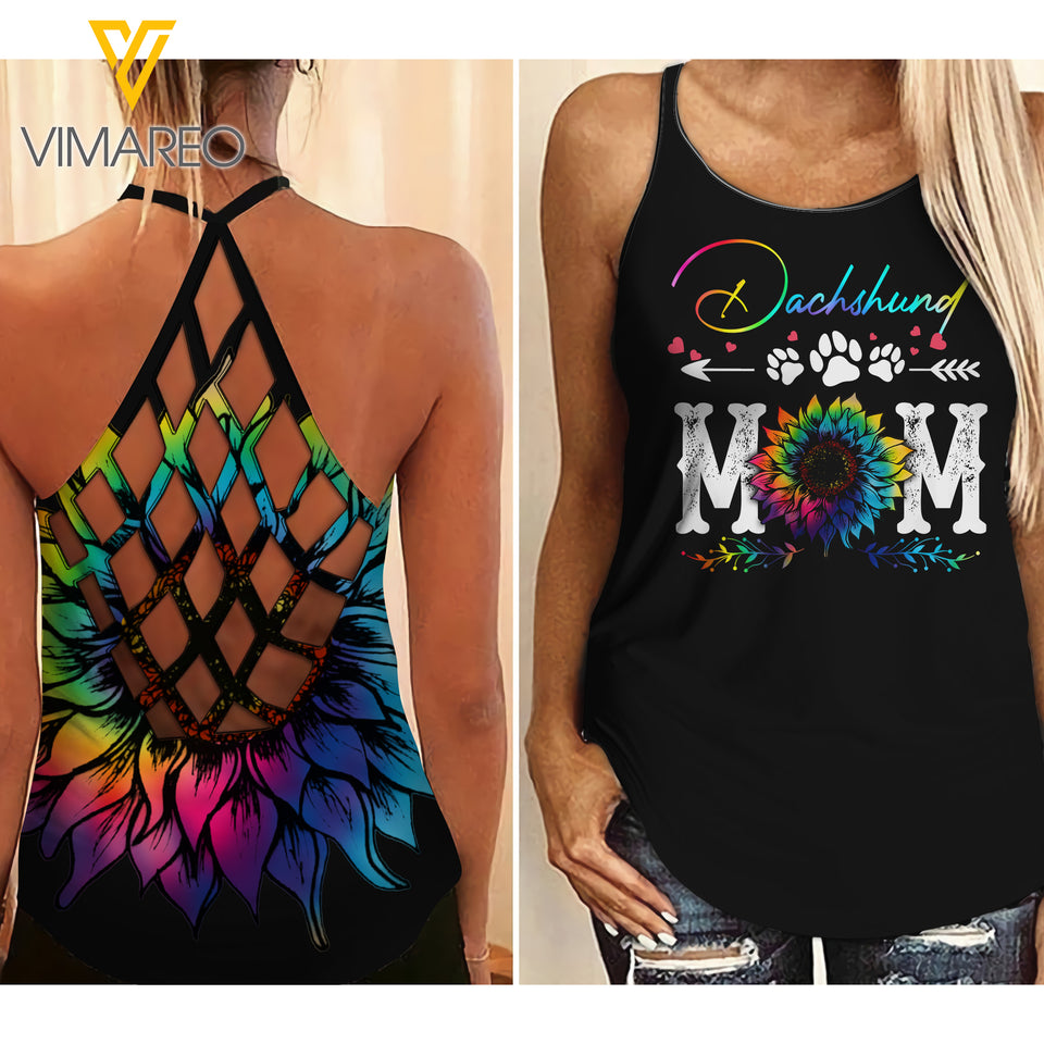 KHMD DACHSHUND MOM Criss-Cross Tank Top 1204