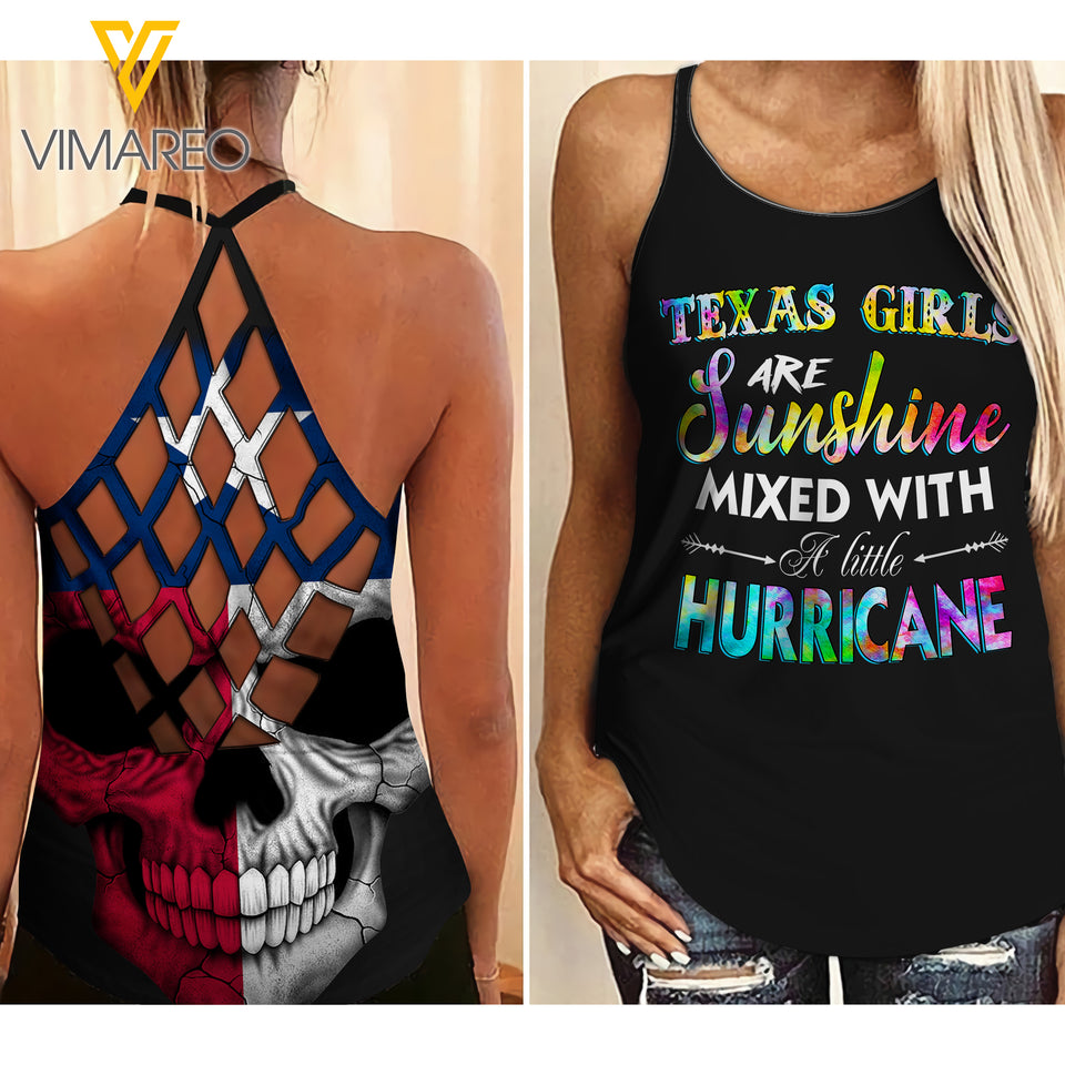KHMD TEXAS GIRLS SUNSHINE Girl Criss-Cross Tank Top