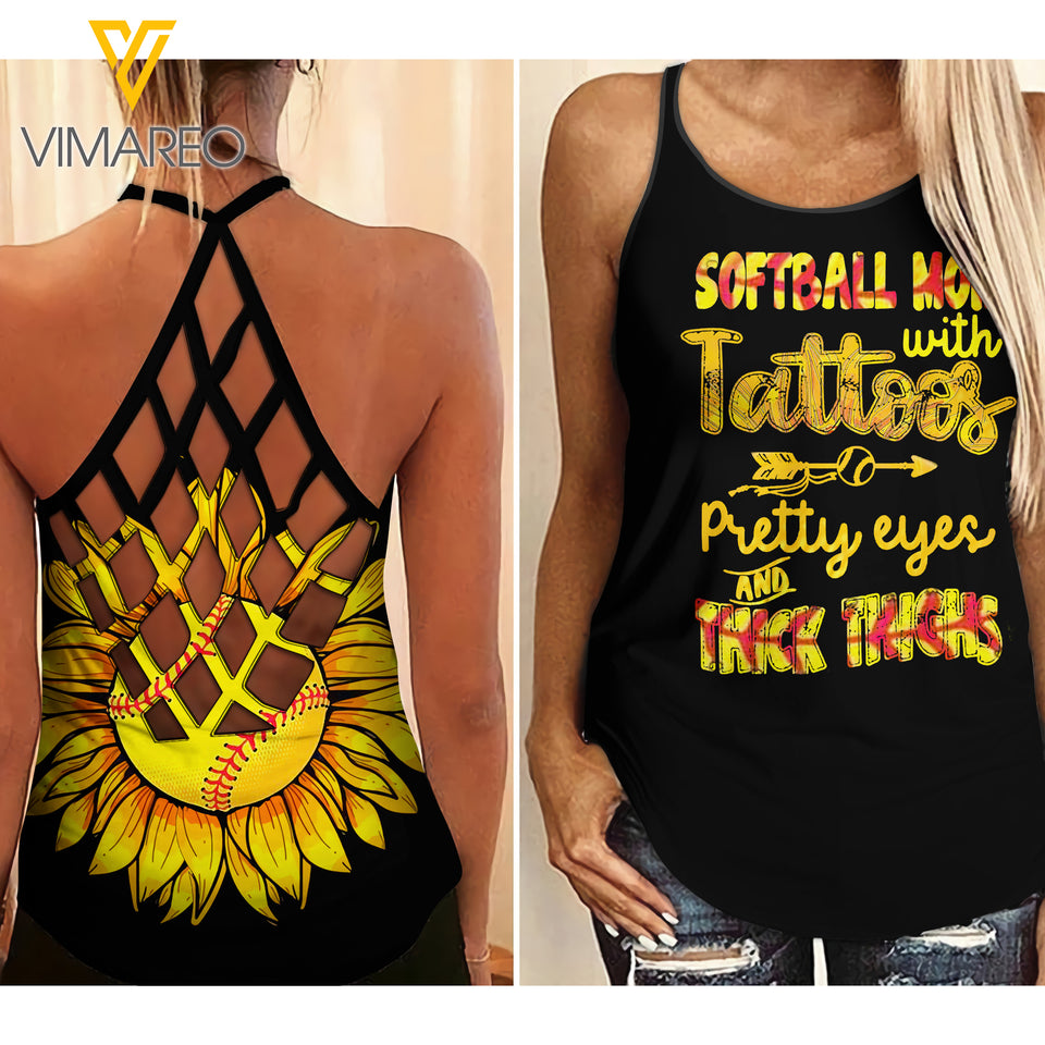KHMD THICK THIGHS SOFTBALL Criss-Cross Tank Top 1604