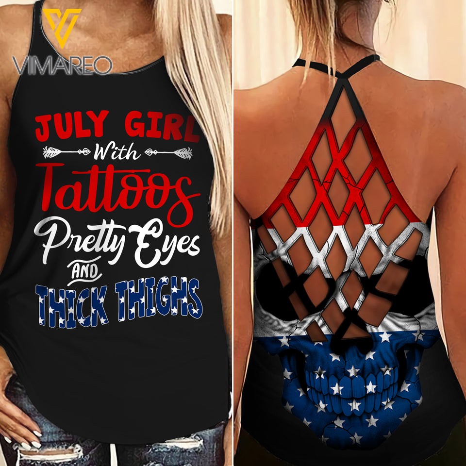 KHMD JULY GIRL Criss-Cross THICK THIGHS Tank Top Legging