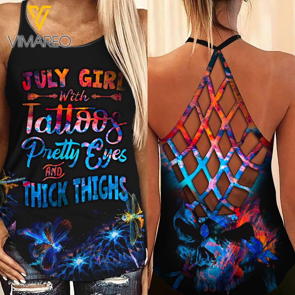 KHMD JULY GIRL THICK THIGHS Criss-Cross CHAOTIC Tank Top Legging