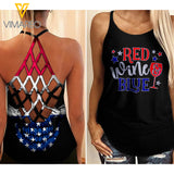 KHMD RED WINE BLUE Criss-Cross Tank Top 1405