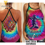 KHMD Customize SOFTBALL Criss-Cross Open Back Camisole Tank Top 1604