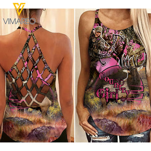 KHMD HUNTING PI Criss-Cross Tank Top