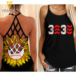 KHMD 3 UP 3 DOWN BASEBALL Criss-Cross Tank Top 1304