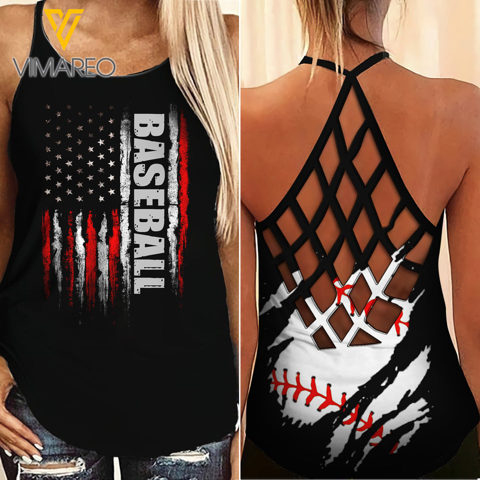 KHMD BASEBALL FLAG Criss-Cross THICK THIGHS Tank Top Legging